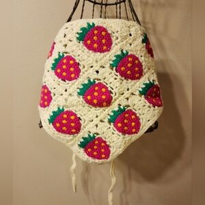Boho Strawberry Crochet Headscarf Bandana